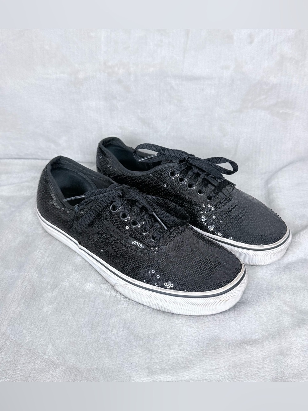 Vans Authentic Black Sequin Glitter Sneakers Women’s 9 Men’s 7.5